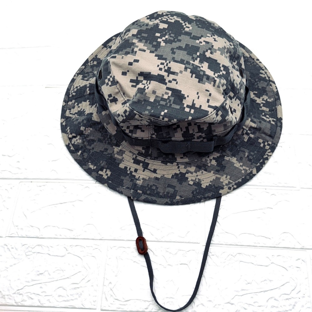 Brigade Quartermasters Boonie Hat Mens 7 1/2 Gray ACU Digital Camo Excellent